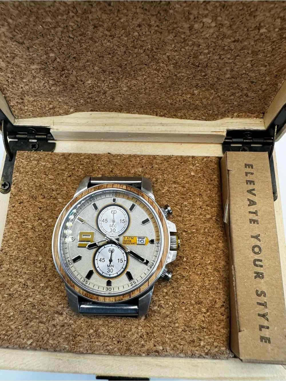Avantwood Men's Silver and Gold Chronograph Watch - Elevate Your Style